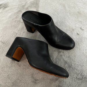 Vince Classic Black Leather Clogs